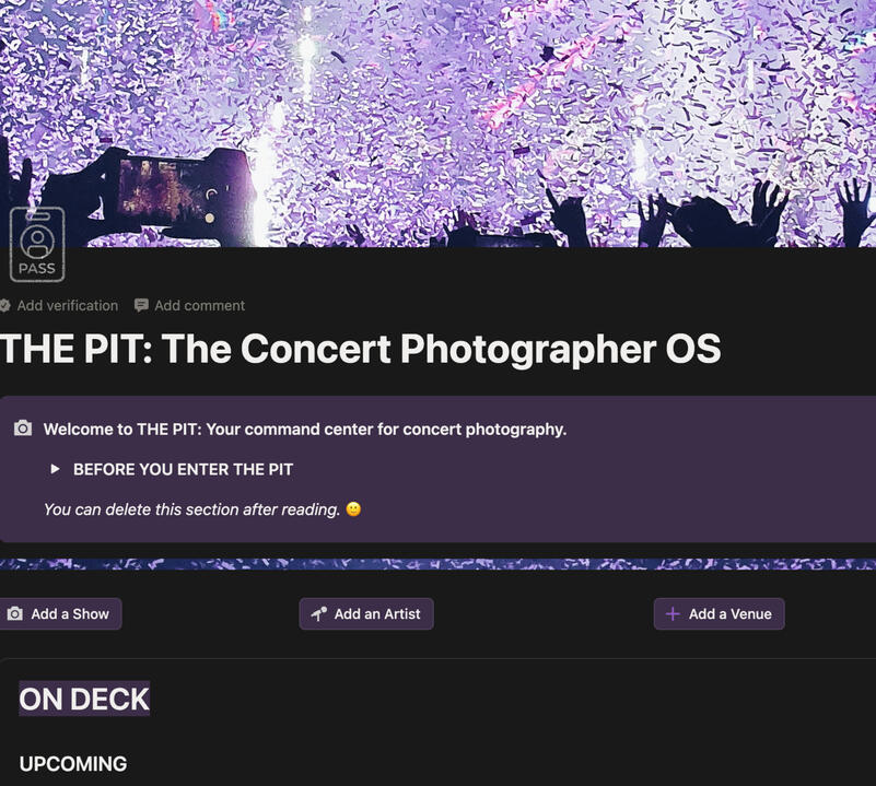 Concert Photo Hub [Notion]